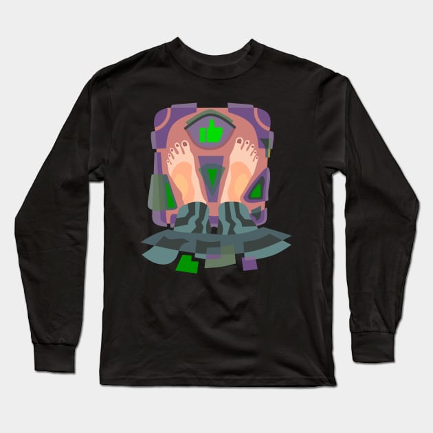 A PERSON STANDING ON WEIGHING MACHINE Long Sleeve T-Shirt by STYLIZED ART